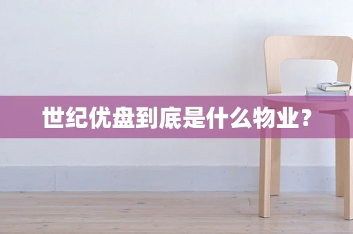 世纪优盘到底是什么物业？