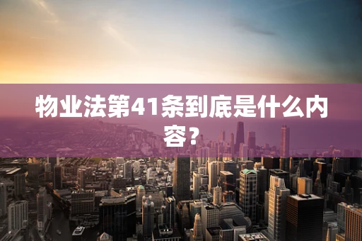 物业法第41条到底是什么内容？