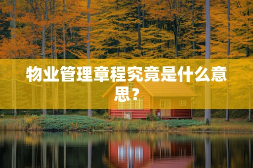 物业管理章程究竟是什么意思？