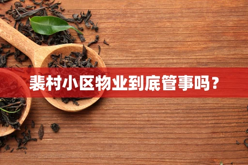 裴村小区物业到底管事吗？