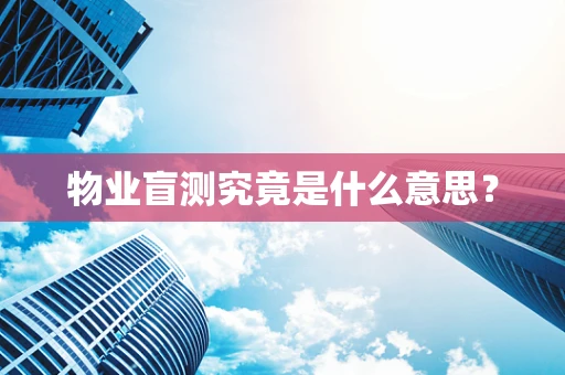 物业盲测究竟是什么意思？