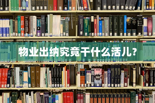物业出纳究竟干什么活儿？