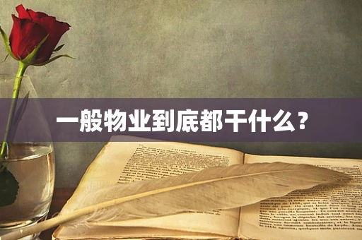 一般物业到底都干什么？