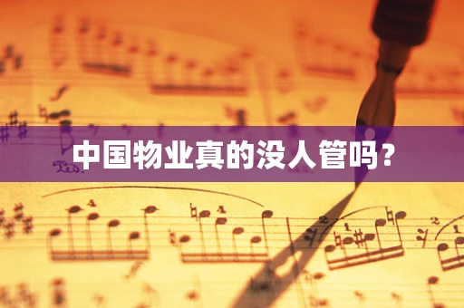 中国物业真的没人管吗？